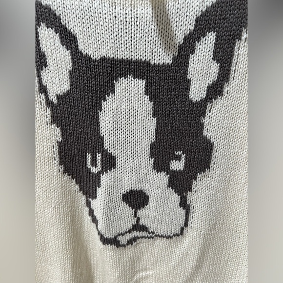 Boston Terrier Aeropostale Women's Cream Sweater with Dog Design, size M, EUC - Picture 3 of 5